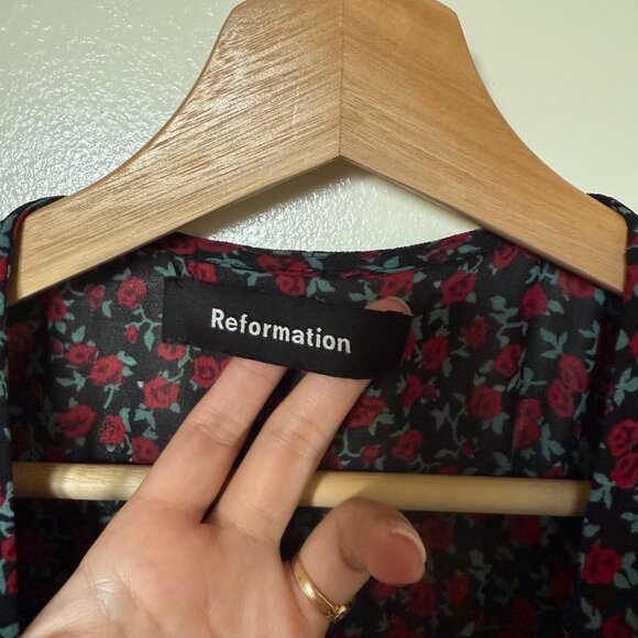 Reformation Brooke Rose Print Wrap Mini Dress M - Picture 5 of 7